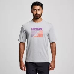 Tops | Clothing*saucony Recovery Short Sleeve Light Grey Heather Graphic