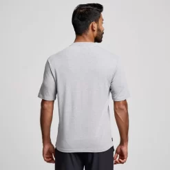Tops | Clothing*saucony Recovery Short Sleeve Light Grey Heather Graphic