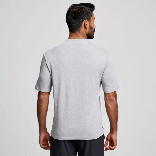 Tops | Clothing*saucony Recovery Short Sleeve Light Grey Heather Graphic