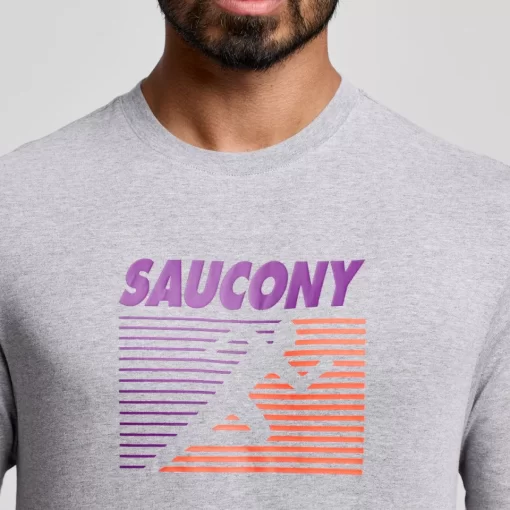 Tops | Clothing*saucony Recovery Short Sleeve Light Grey Heather Graphic