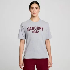 Tops | Clothing*saucony Recovery Short Sleeve Light Grey Heather Graphic