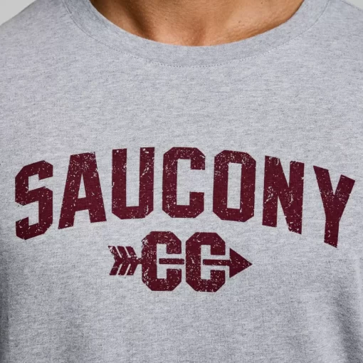 Tops | Clothing*saucony Recovery Short Sleeve Light Grey Heather Graphic