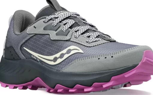 Wide Widths | Trail/Hiking*saucony Women's Aura TR Wide Fossil | Grape