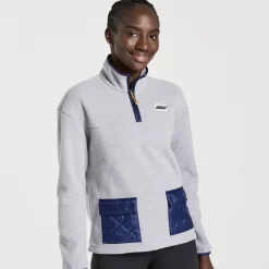 Clothing | Apparel*saucony Women's Rested Sherpa 1/4 Zip Light Grey Heather