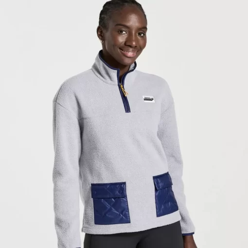 Clothing | Apparel*saucony Women's Rested Sherpa 1/4 Zip Light Grey Heather