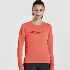 Tops | Clothing*saucony Women's Stopwatch Graphic Long Sleeve ViZiRed Graphic