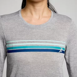 Tops | Clothing*saucony Women's Stopwatch Graphic Long Sleeve Light Grey Heather Graphic