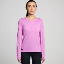 Tops | Clothing*saucony Women's Stopwatch Graphic Long Sleeve Grape Heather Graphic