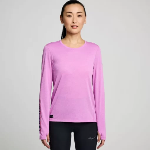 Tops | Clothing*saucony Women's Stopwatch Graphic Long Sleeve Grape Heather Graphic