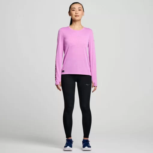 Tops | Clothing*saucony Women's Stopwatch Graphic Long Sleeve Grape Heather Graphic
