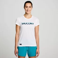 Tops | Clothing*saucony Women's Stopwatch Graphic Short Sleeve White Graphic