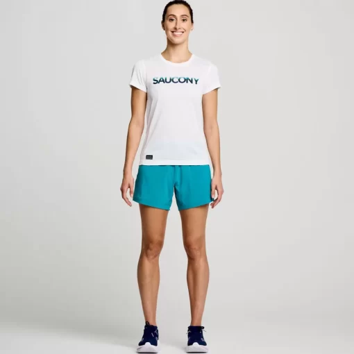 Tops | Clothing*saucony Women's Stopwatch Graphic Short Sleeve White Graphic