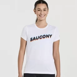 Tops | Clothing*saucony Women's Stopwatch Graphic Short Sleeve White Graphic