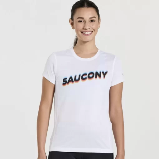 Tops | Clothing*saucony Women's Stopwatch Graphic Short Sleeve White Graphic