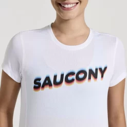 Tops | Clothing*saucony Women's Stopwatch Graphic Short Sleeve White Graphic