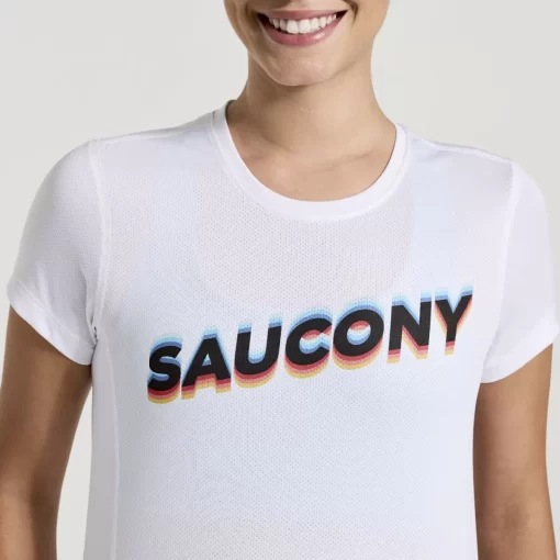 Tops | Clothing*saucony Women's Stopwatch Graphic Short Sleeve White Graphic