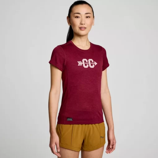 Tops | Clothing*saucony Women's Stopwatch Graphic Short Sleeve Sundown Heather Graphic
