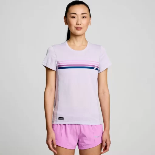 Tops | Clothing*saucony Women's Stopwatch Graphic Short Sleeve Mauve Graphic