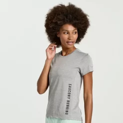 Tops | Clothing*saucony Women's Stopwatch Graphic Short Sleeve Light Grey Heather Graphic