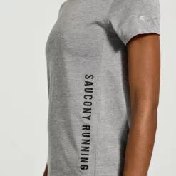 Tops | Clothing*saucony Women's Stopwatch Graphic Short Sleeve Light Grey Heather Graphic