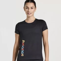 Tops | Clothing*saucony Women's Stopwatch Graphic Short Sleeve Black Graphic