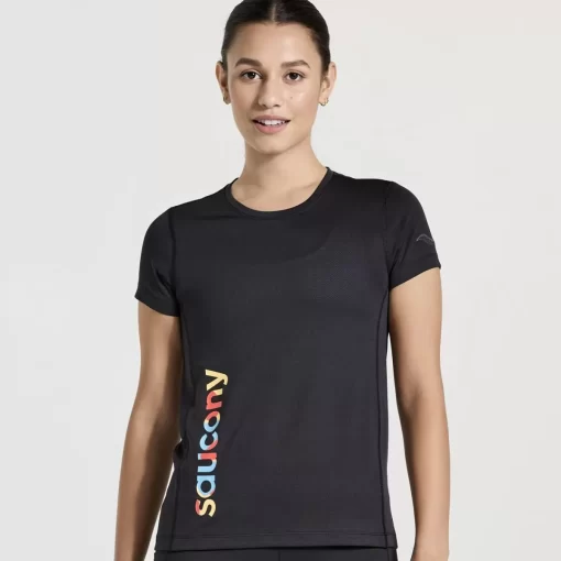 Tops | Clothing*saucony Women's Stopwatch Graphic Short Sleeve Black Graphic